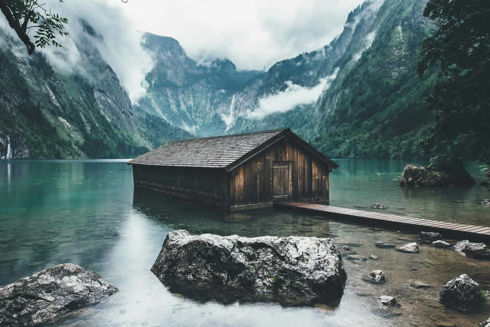 barn in the lake